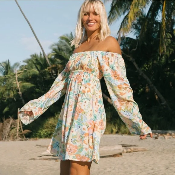 floral flowy short dress O'Neill Women's Layken Camella Mini Dress in Cork, Size XS, Viscose main image 0
